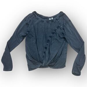Z by Zella Washed Black Twist Front Long Sleeve Cropped Top Women’s X-Small